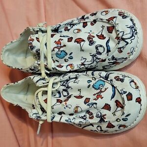 SHEIN Charming White Cartoon Cat Canvas Sneakers-Sz 37 (6-1/2)